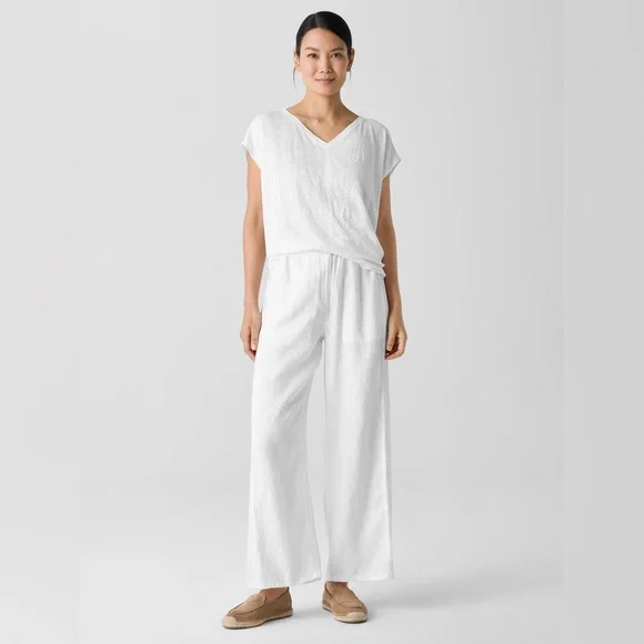NWT Eileen Fisher Organic Linen Wide-Leg Trouser Pant - Picture 2 of 7